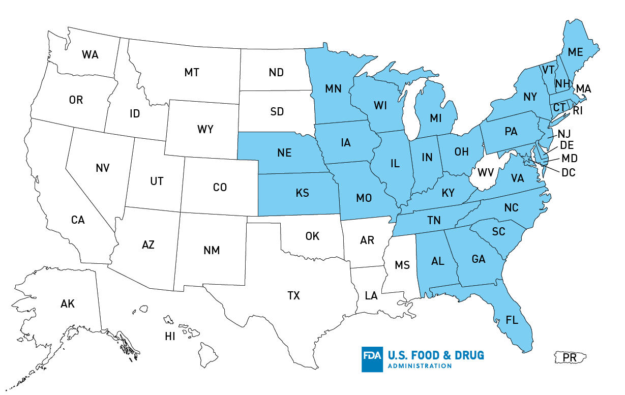 Map of U.S. Distribution of Trader Joe's Stores where Infinite Herbs-Brand Organic Basil was Sold - Outbreak Investigation of Salmonella: Organic Basil (April 2024)